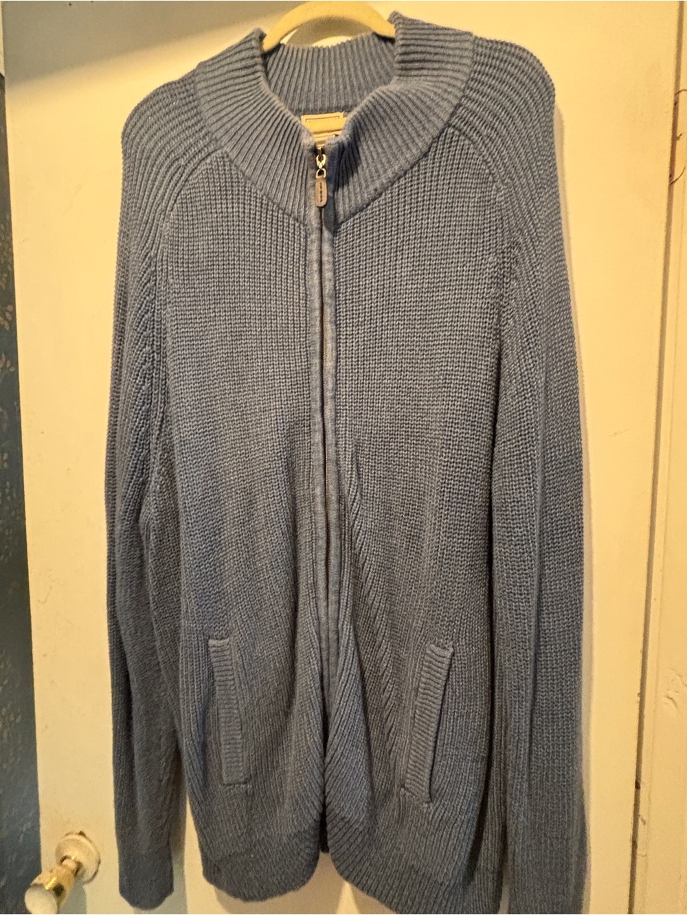 L.L. Bean Men's Light Blue Zip-Up Knit Sweater